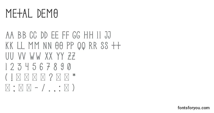 Metal Demo-fontti – aakkoset, numerot, erikoismerkit