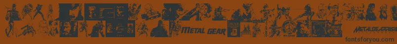 Metal Gear Solid The Phantom Font-fontti – mustat fontit ruskealla taustalla