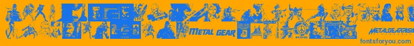 Fonte Metal Gear Solid The Phantom Font – fontes azuis em um fundo laranja