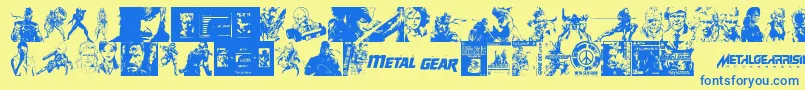 Czcionka Metal Gear Solid The Phantom Font – niebieskie czcionki na żółtym tle