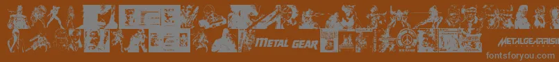 Fonte Metal Gear Solid The Phantom Font – fontes cinzas em um fundo marrom