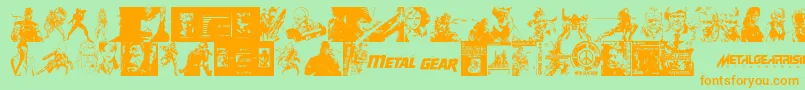 Fonte Metal Gear Solid The Phantom Font – fontes laranjas em um fundo verde