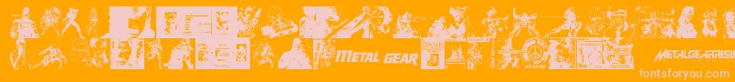 Metal Gear Solid The Phantom Font-Schriftart – Rosa Schriften auf orangefarbenem Hintergrund