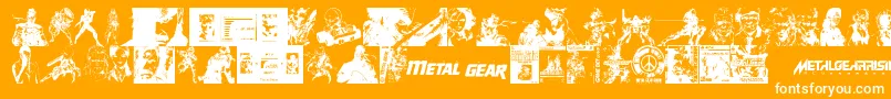 Czcionka Metal Gear Solid The Phantom Font – białe czcionki na pomarańczowym tle