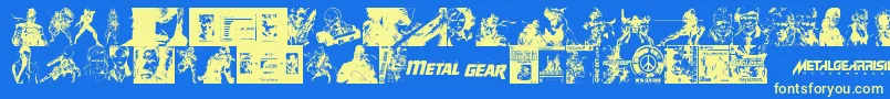 Metal Gear Solid The Phantom Font-Schriftart – Gelbe Schriften auf blauem Hintergrund
