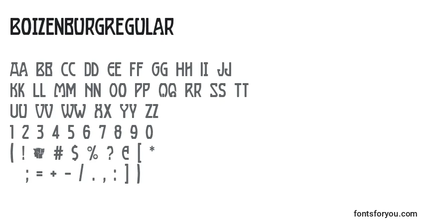 A fonte BoizenburgRegular – alfabeto, números, caracteres especiais