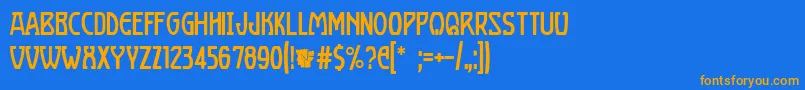 フォントBoizenburgRegular – オレンジ色の文字が青い背景にあります。