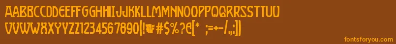 フォントBoizenburgRegular – オレンジ色の文字が茶色の背景にあります。