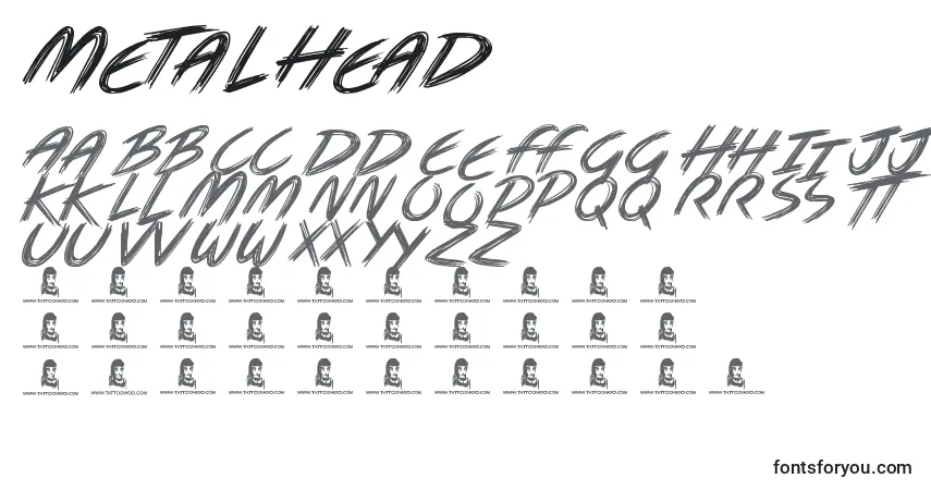 Schriftart Metal Head – Alphabet, Zahlen, spezielle Symbole