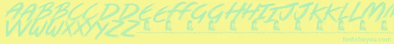 Metal Head Font – Green Fonts on Yellow Background