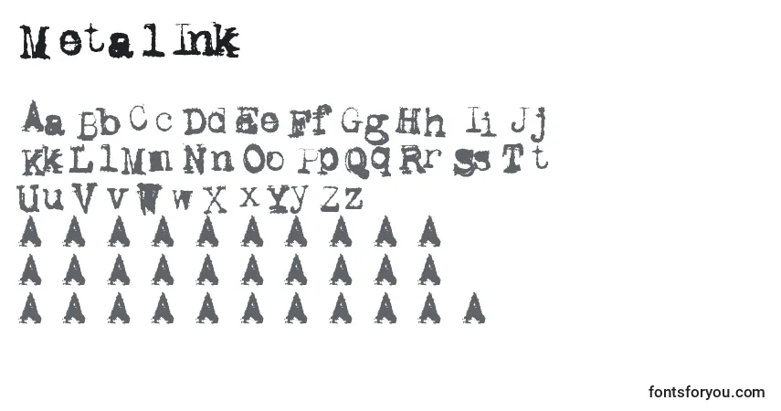 Schriftart Metal Ink (134142) – Alphabet, Zahlen, spezielle Symbole