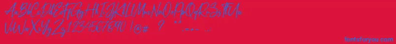 Metal Pen-Schriftart – Blaue Schriften auf rotem Hintergrund