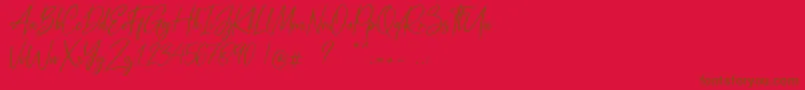 Metal Pen-Schriftart – Braune Schriften auf rotem Hintergrund