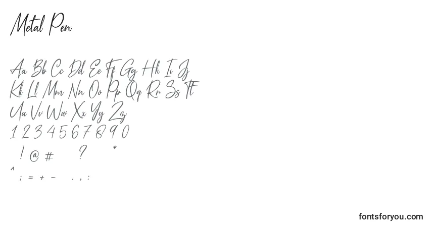 Schriftart Metal Pen (134145) – Alphabet, Zahlen, spezielle Symbole