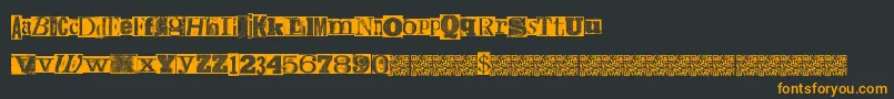 MetalBlockTheta-Schriftart – Orangefarbene Schriften auf schwarzem Hintergrund