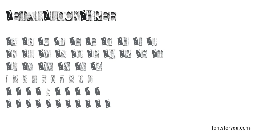 Czcionka MetalBlockThree – alfabet, cyfry, specjalne znaki