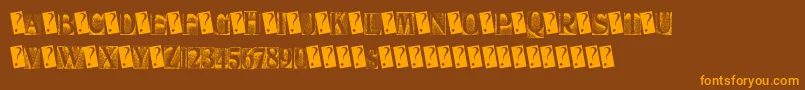 MetalBlockThree-Schriftart – Orangefarbene Schriften auf braunem Hintergrund