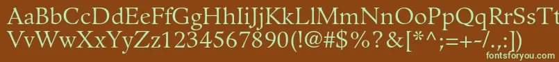 フォントGuardiltstdRoman – 緑色の文字が茶色の背景にあります。