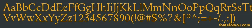 GuardiltstdRoman-fontti – oranssit fontit mustalla taustalla