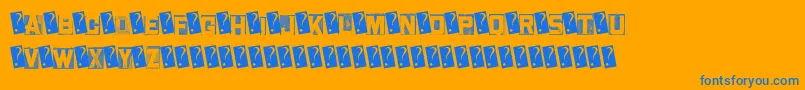 MetalBlockTwo-Schriftart – Blaue Schriften auf orangefarbenem Hintergrund