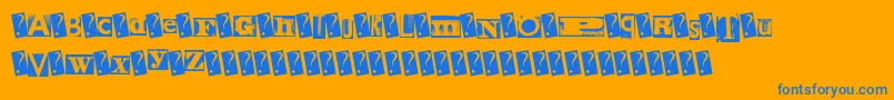 MetalBlockZero-Schriftart – Blaue Schriften auf orangefarbenem Hintergrund