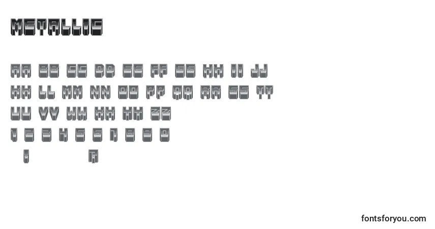 Czcionka Metallic – alfabet, cyfry, specjalne znaki