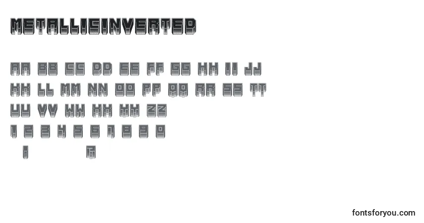 Schriftart MetallicInverted – Alphabet, Zahlen, spezielle Symbole