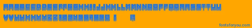 Weitere Informationen zur MetallicInverted-Schriftart MetallicInverted-Schriftart – Blaue Schriften auf orangefarbenem Hintergrund