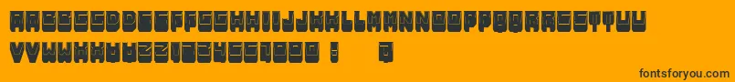 MetallicShadowFilled-Schriftart – Schwarze Schriften auf orangefarbenem Hintergrund