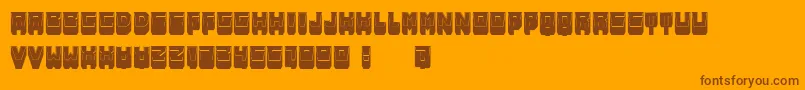 MetallicShadowFilled-Schriftart – Braune Schriften auf orangefarbenem Hintergrund