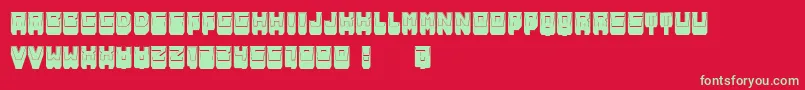 フォントMetallicShadowFilled – 赤い背景に緑の文字
