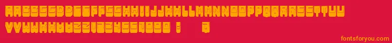 フォントMetallicShadowFilled – 赤い背景にオレンジの文字