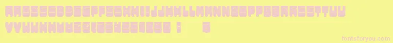 フォントMetallicShadowFilled – ピンクのフォント、黄色の背景