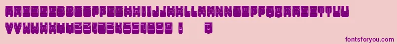 フォントMetallicShadowFilled – ピンクの背景に紫のフォント
