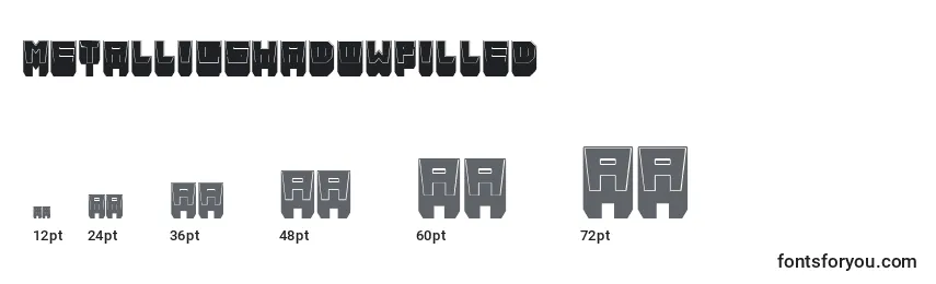 Размеры шрифта MetallicShadowFilled