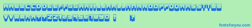 MetallicShadowFlat-Schriftart – Blaue Schriften auf grünem Hintergrund