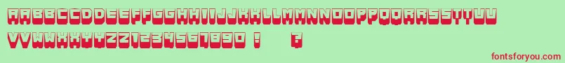 MetallicShadowFlat-Schriftart – Rote Schriften auf grünem Hintergrund