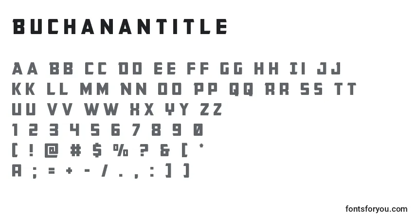 Schriftart Buchanantitle – Alphabet, Zahlen, spezielle Symbole