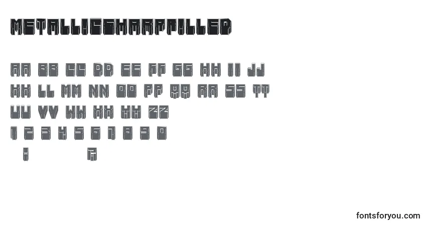 Czcionka MetallicSharpFilled – alfabet, cyfry, specjalne znaki