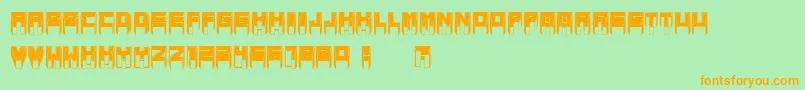 MetallicSharpInverted-Schriftart – Orangefarbene Schriften auf grünem Hintergrund