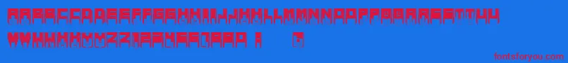 MetallicSharpInverted-Schriftart – Rote Schriften auf blauem Hintergrund