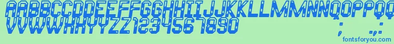Metalo Of South St-Schriftart – Blaue Schriften auf grünem Hintergrund