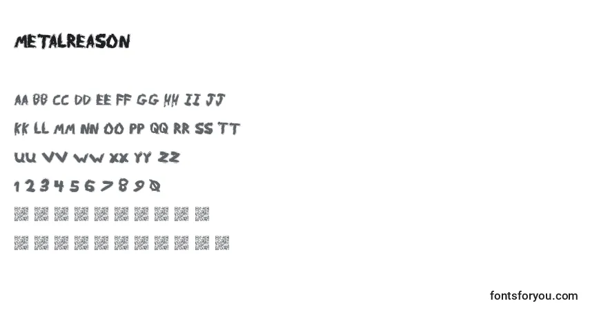 Schriftart MetalReason – Alphabet, Zahlen, spezielle Symbole