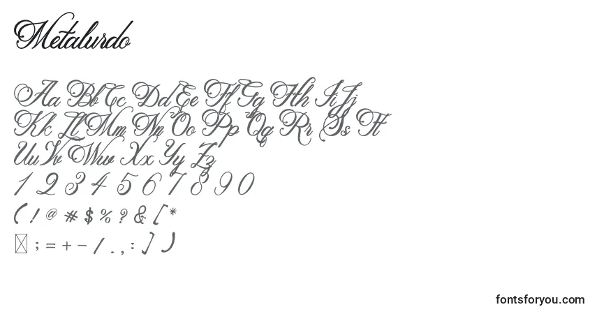 Schriftart Metalurdo – Alphabet, Zahlen, spezielle Symbole