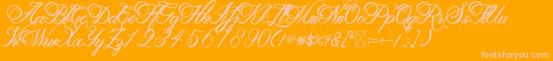 Metalurdo-Schriftart – Rosa Schriften auf orangefarbenem Hintergrund