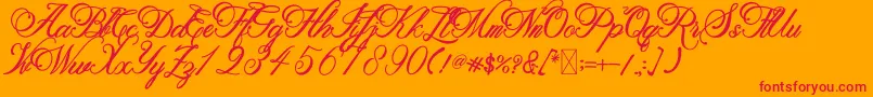 Metalurdo-Schriftart – Rote Schriften auf orangefarbenem Hintergrund