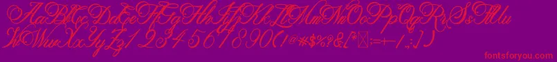 Metalurdo-Schriftart – Rote Schriften auf violettem Hintergrund