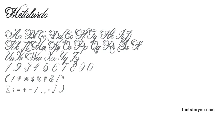 Schriftart Metalurdo (134167) – Alphabet, Zahlen, spezielle Symbole
