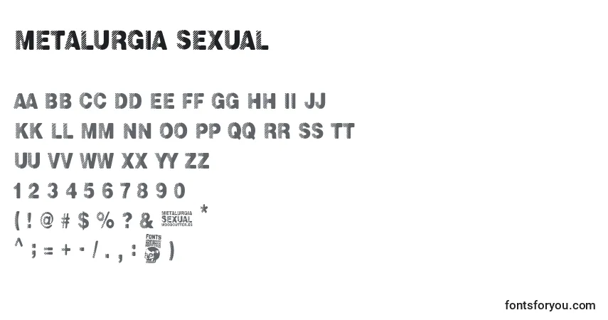 Czcionka Metalurgia Sexual – alfabet, cyfry, specjalne znaki