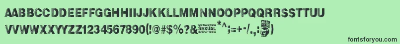 フォントMetalurgia Sexual – 緑の背景に黒い文字